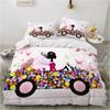 Cartoon Girly Butterfly Duvet Cover Lovely Pink Flower Fairy with Wings Romantic for Children Women Gifts for Bedroom Decoration