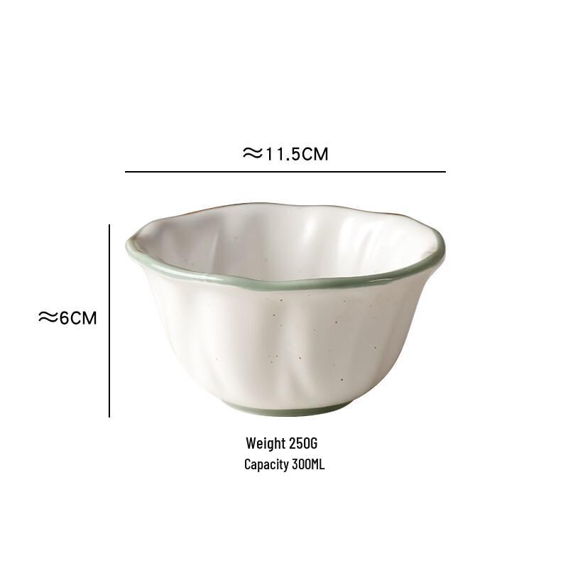 abay Sesame Spot Lace Edge Ceramic Rice Bowl Set