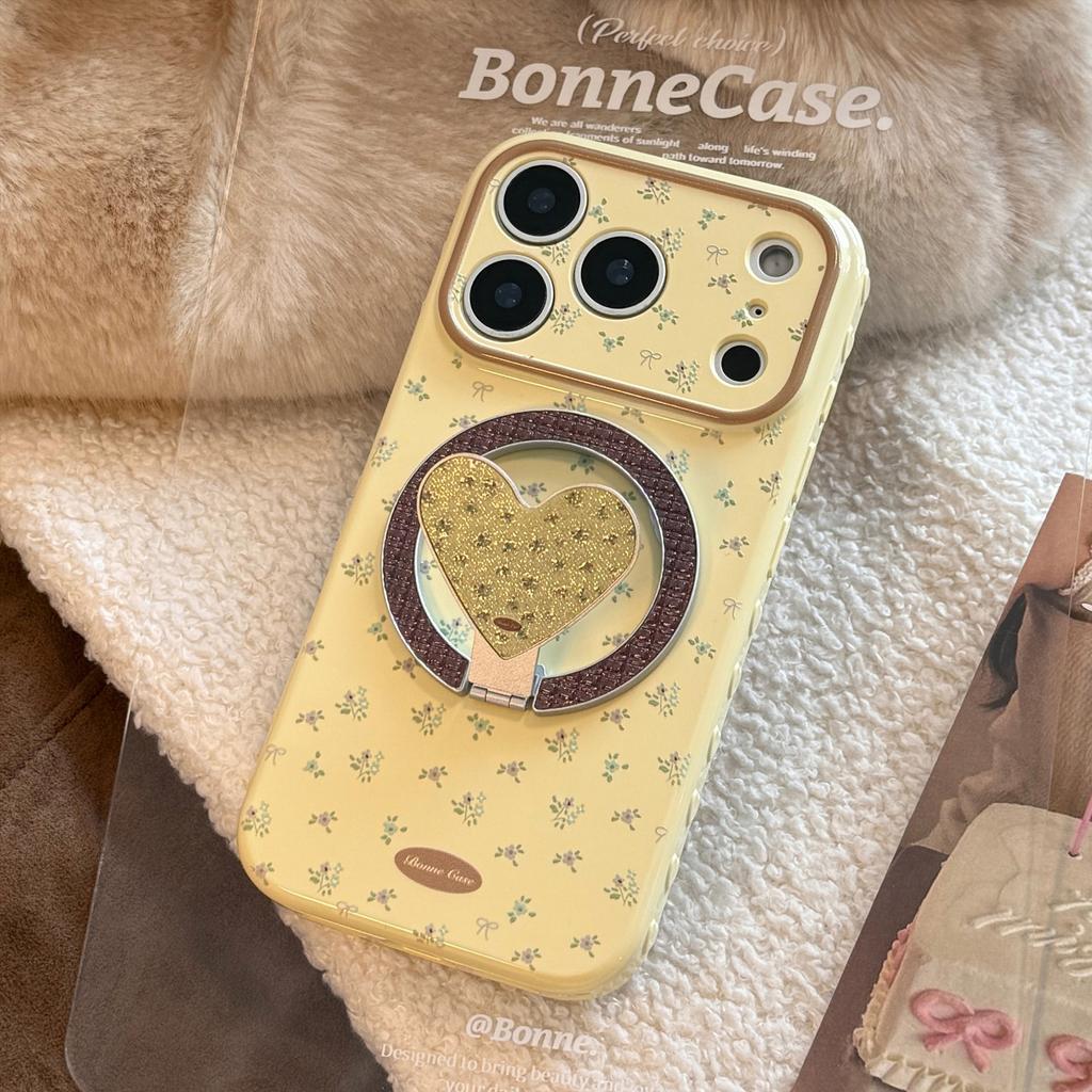 Small floral magnetic stand case suitable for Apple 17 Pro Max, iPhone 16 glitter, 13 fresh style, 15 soft