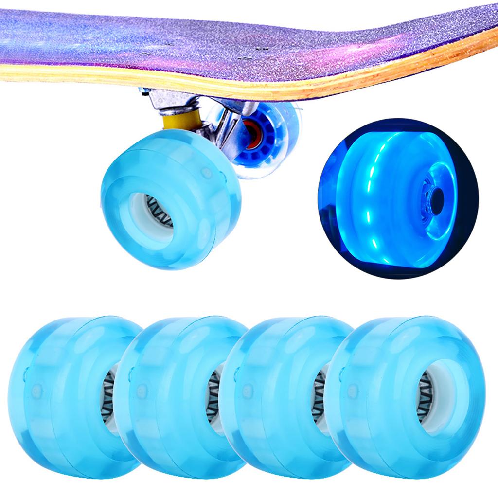 Set 4 buc Roată Skateboard PU Elasticitate Ridicată 52mm Profesional Anti-Alunecare Fără Zgomot(albastru )