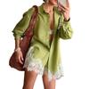 Spring European Style Women Clothing Fashion Casual Solid Color Block Shorts Set