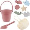 9Pcs Silicone Beach Toys for Baby Girls with Portable Beach Bag - Toddler Beach Set with Sand Toy Molds Shovel Bucket Set, Sand Toys Sandbox Toys for