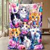 Floral Cats Tree Artwork Theme blanket Lightweight Warm Flannel Blanket Decorative Throw Blanket for Home Decoration
