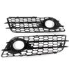 1 Pair Honeycomb Front Fog Light Grille Cover Bezel Trim Frames Left And Right Side Compatible For A4 B8 S-Line 2008-2012 8K0807682C 8K0807681C
