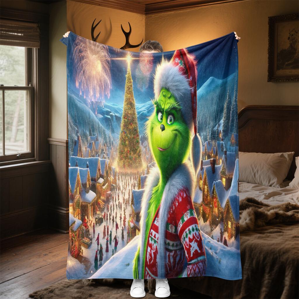 Christmas Gift Comedy Movie How the Grinch Stole Christmas blanket home warming, four season bed decoration sofa cover flannel throwing blanket K6