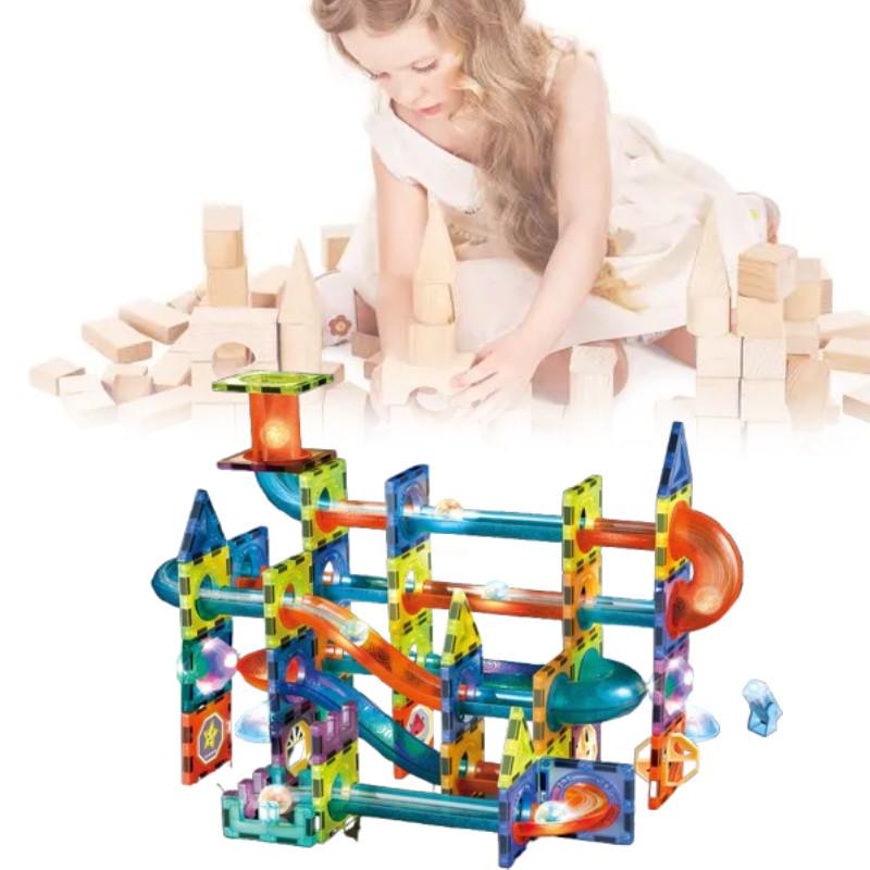 Building Magnetic Blocks Toy For Children With Scene Track Scene Design Supplies
