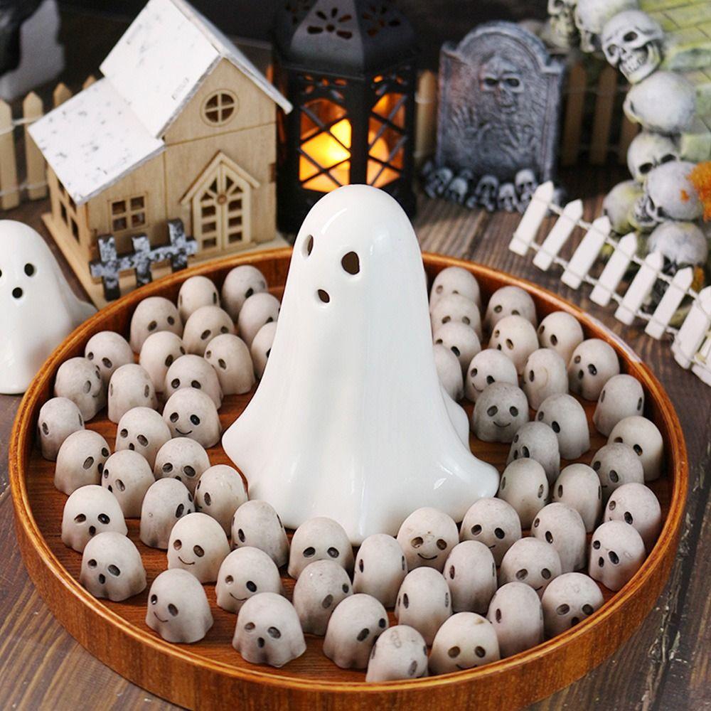 20PCS White Mini Skull Figurine Lightweight Ghost Decorative Statue  Home Decoration