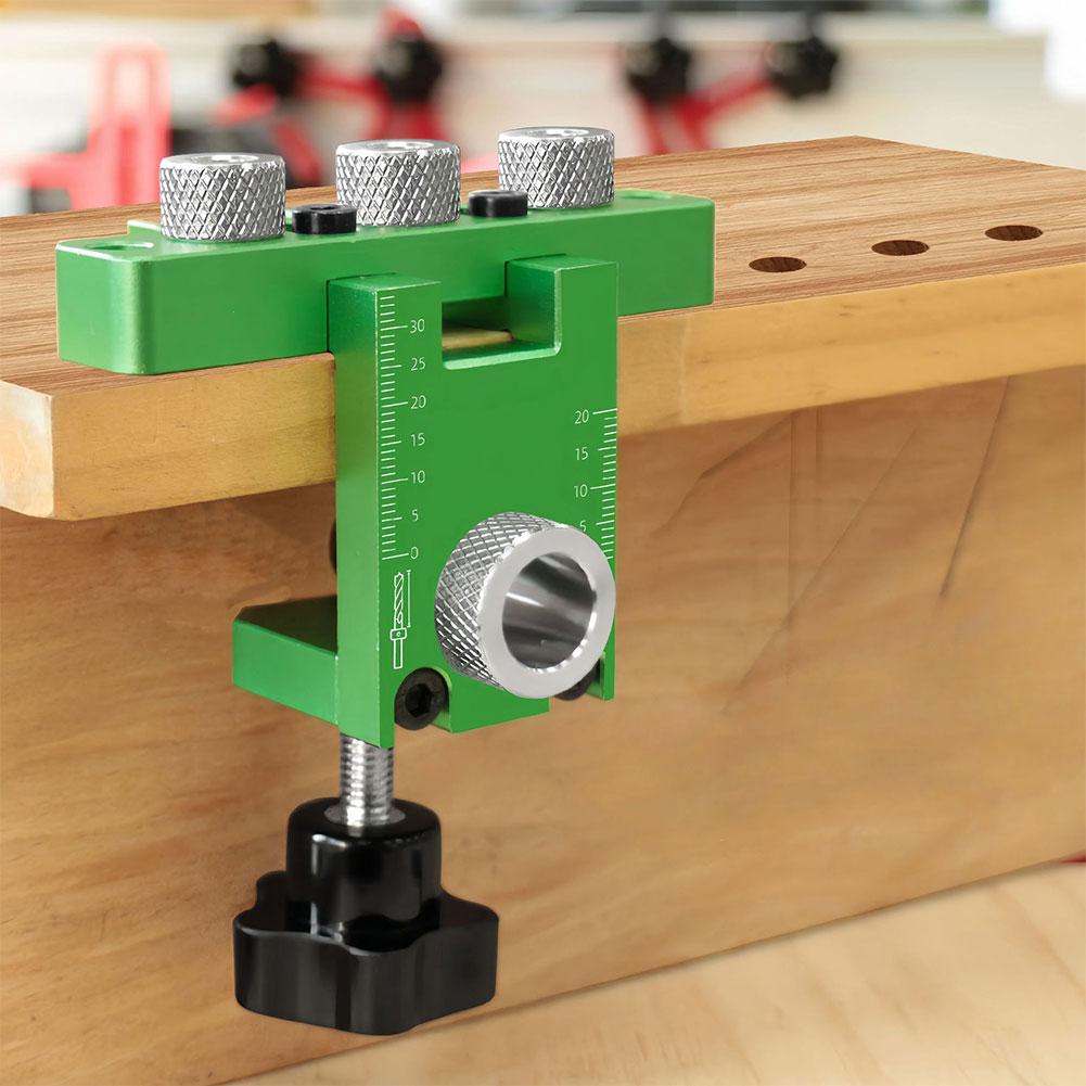 New Adjustable Wood Dowel Punch Locator Woodworking 3 In 1 Doweling Jig Kit Pocket Hole Jig Mini Cabinet Hole Drill Guide Tool