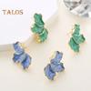 1 Pair Lady Earrings Petal Shape Oil Dripping Smooth Maple Decor Smooth Anti-slip Lightweight Prom Dating Cocktail Party Stud Earrings
