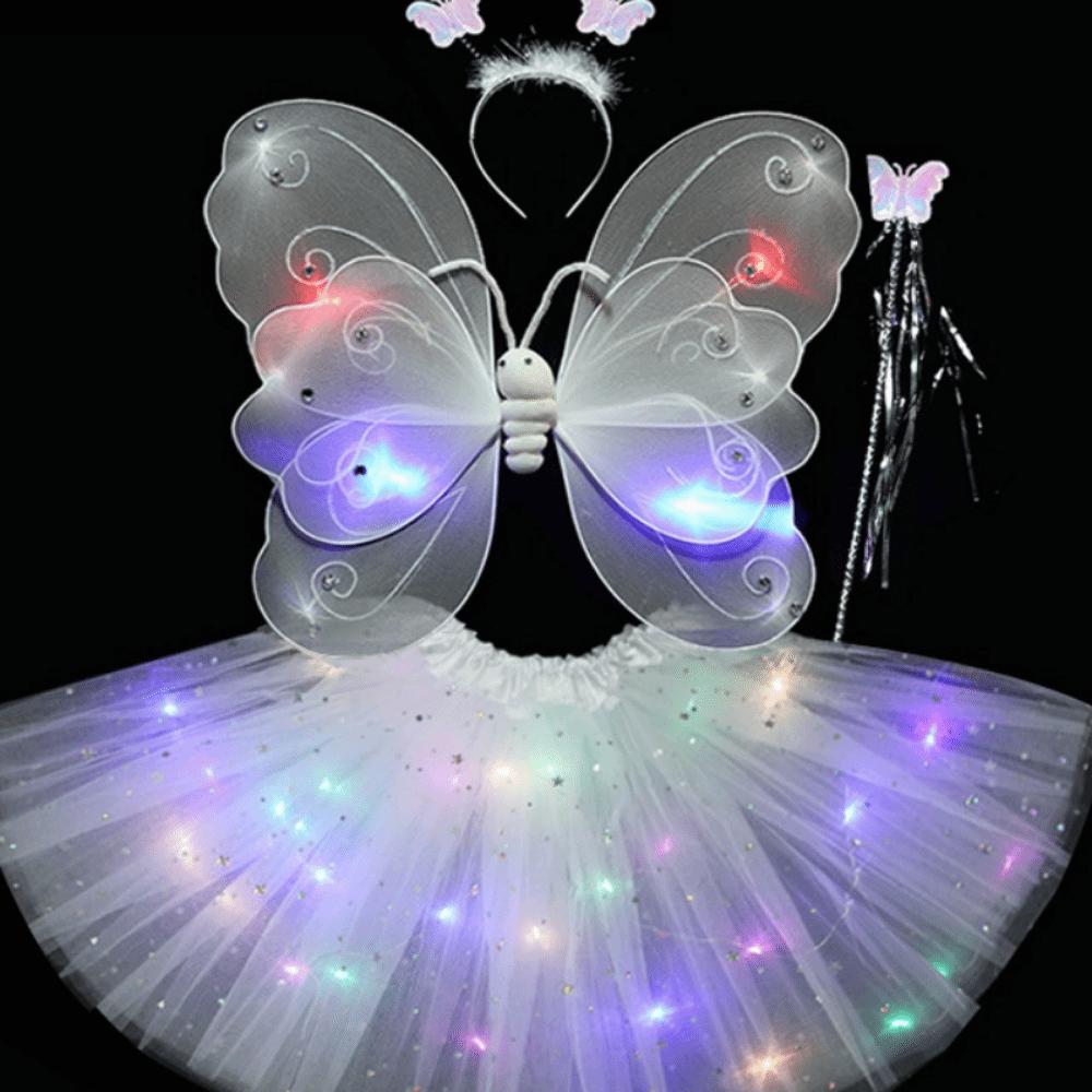 Funny Glowing Butterfly Wings Luminous Princess Dress Costume  Birthday Gift