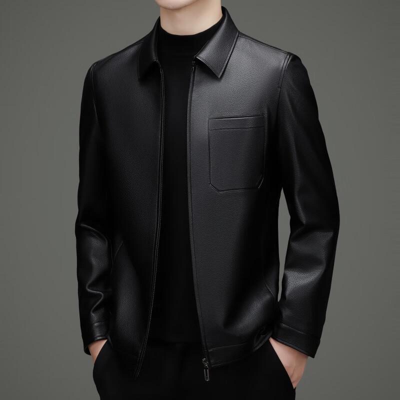 ROMON Men's Casual Faux Leather Jacket