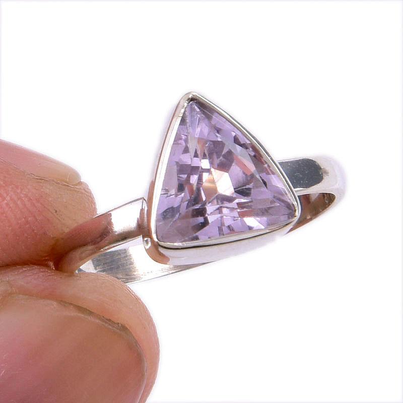 

Natural Pink Amethyst Gemstone 925 Solid Sterling Silver Jewelry Ring S.7.5 B7k09
