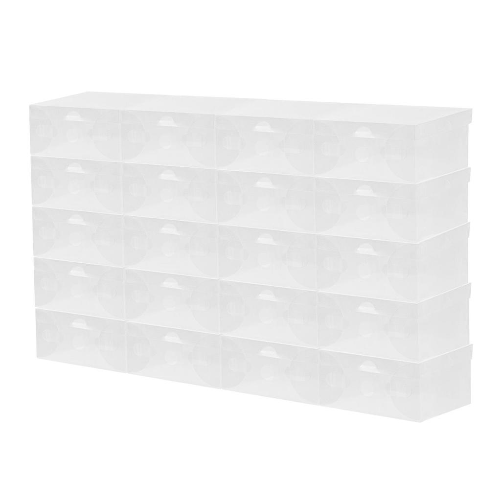 20-Piece Stackable Shoe Boxes – Flip-Top Design with Ventilation Holes – Translucent White Storage Organizer