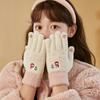 Niedliche Strickhandschuhe für Damen Herren Fingerlose Touchscreen-Handschuhe Winter Warm Plüsch Fäustlinge Radfahren Kalt Vollfingerhandschuhe