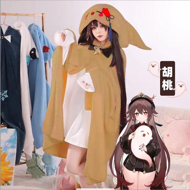 

Genshin Impact Xiao Hutao Ghost Wanderer Traveler Kazuha Косплей Одеяло Плащ Накидка Смешная Флисовая Пижама Аниме Костюм Толстовка One Size