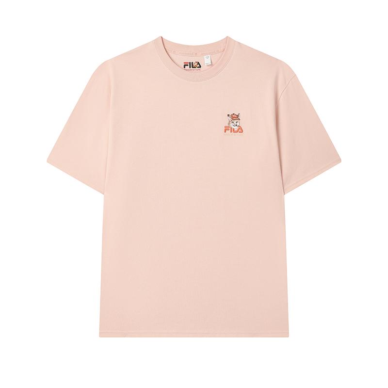 New FILA x Maison Kitsune Little Fox T Shirt Unisex Rose Deep Pink F11U529101FPK