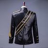 Masculino Lantejoulas Pretas Estilo Palácio Europeu Stylist Nightclub DJ Dourado Costurado Fantasia de Performance Vestido de Performance