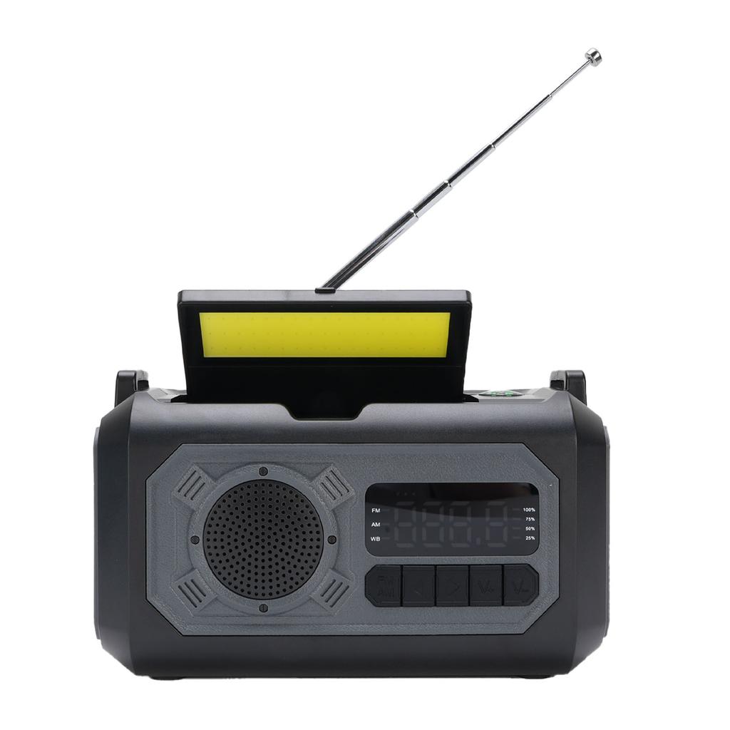 12000mAh Radio SOS Reminds Flashlight Power Bank AM FM WB Solar Hand Crank Radio with Battery Indica