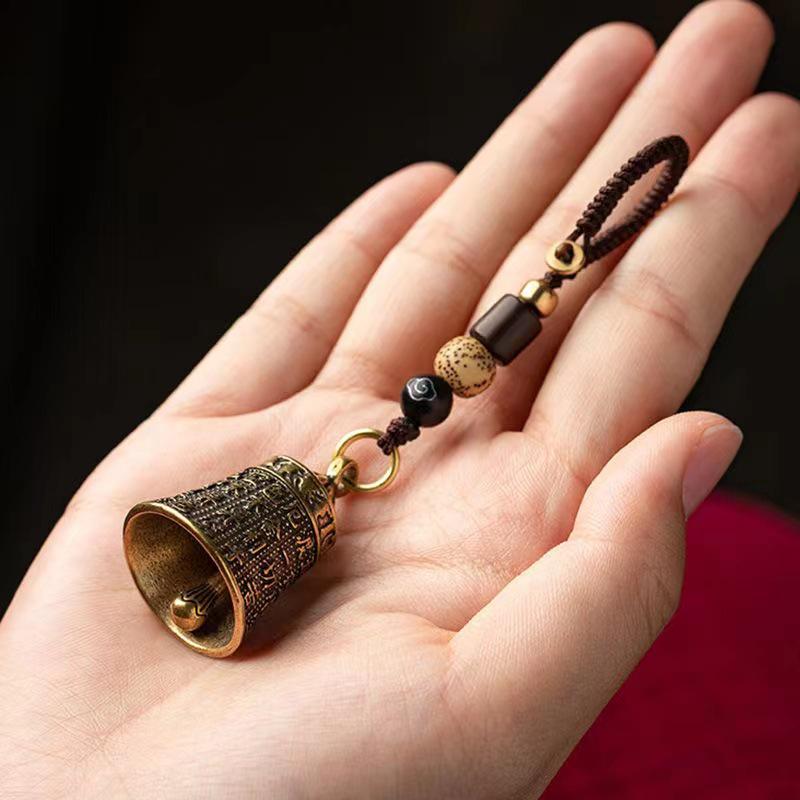 Portachiavi Personalizzato in Ottone con Manico in Guscio di Tartaruga e Ciondolo a Campanella