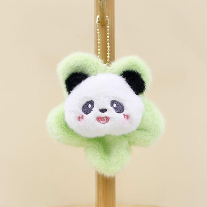 Cute 12cm Panda Stuffed Animal With Vibrant Flower Accent Perfect Key Accessory