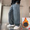Boys' 2025 Fleece-Lined Loose Jeans - Trendy Autumn/Winter Pants for Big Boys