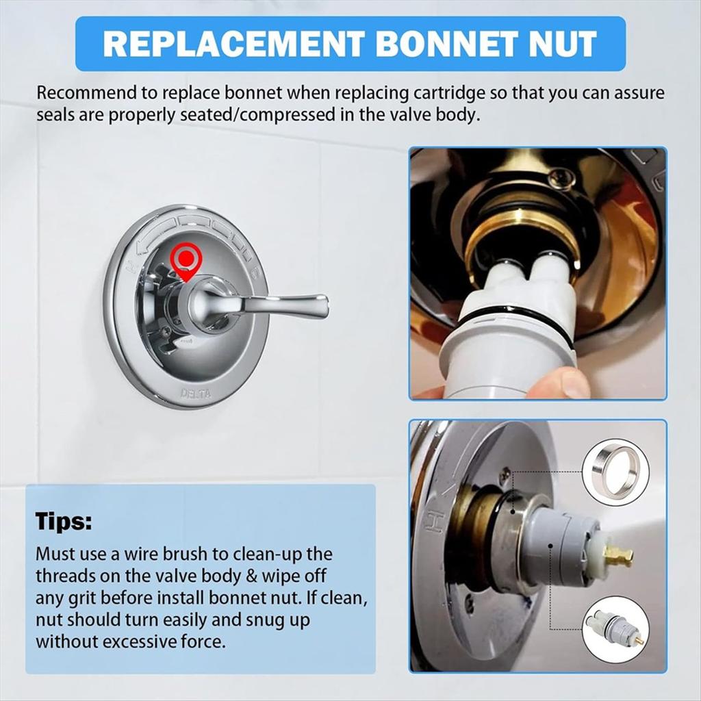 2025+RP46074 Shower Replacement for 13/14 Series Single Handle Bath Tub Shower Faucet with RP22734 Bonnet Nut