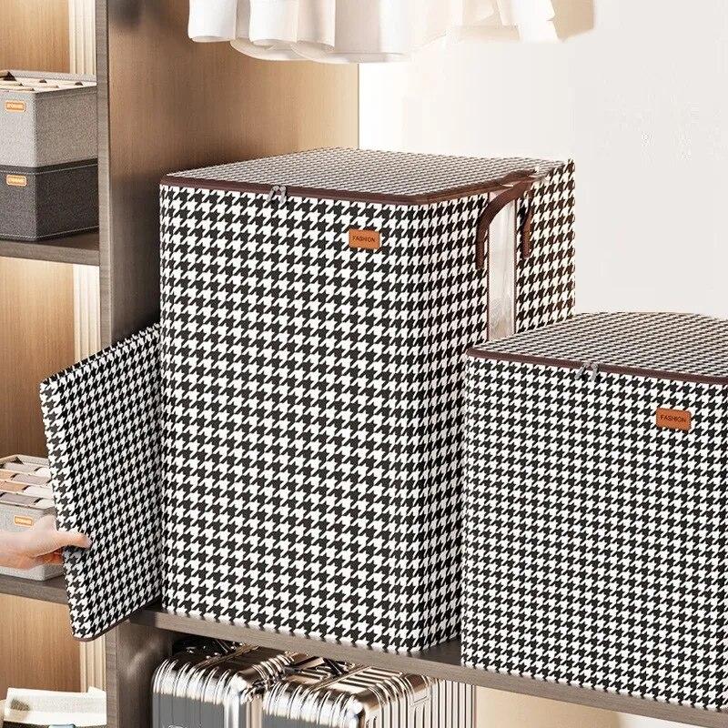 Foldable Quilt Storage Box Visiable Window Big Capacity Non-Woven Portable Clothes Organizer Baby Toys Rag Container Cases Items