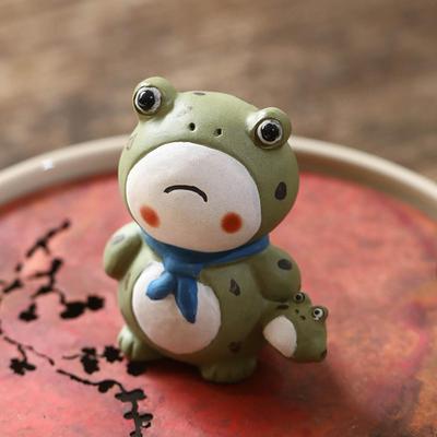 Frog Statue Tea Pet Lovers Gifts Crafts Animal Sculpture Table Figurine for Desk Tearoom