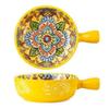 Bohemians Ceramic Handled Soup Bowl Serving Bowl Suitable for Oven and Microwave Safe Use Easy Cleaning Dishwasher Safe
