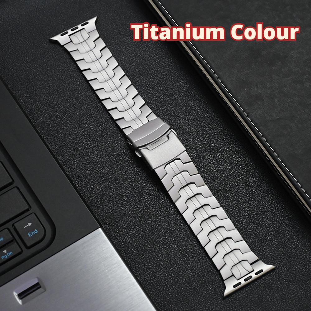 

Ремешок из нержавеющей стали для Apple Watch Ultra 2 49 мм 6 5 4 Se 3 42 мм 44 мм металлический ремешок титанового цвета для iwatch серии 9 8 7 45 мм For Ultra1/2 49mm