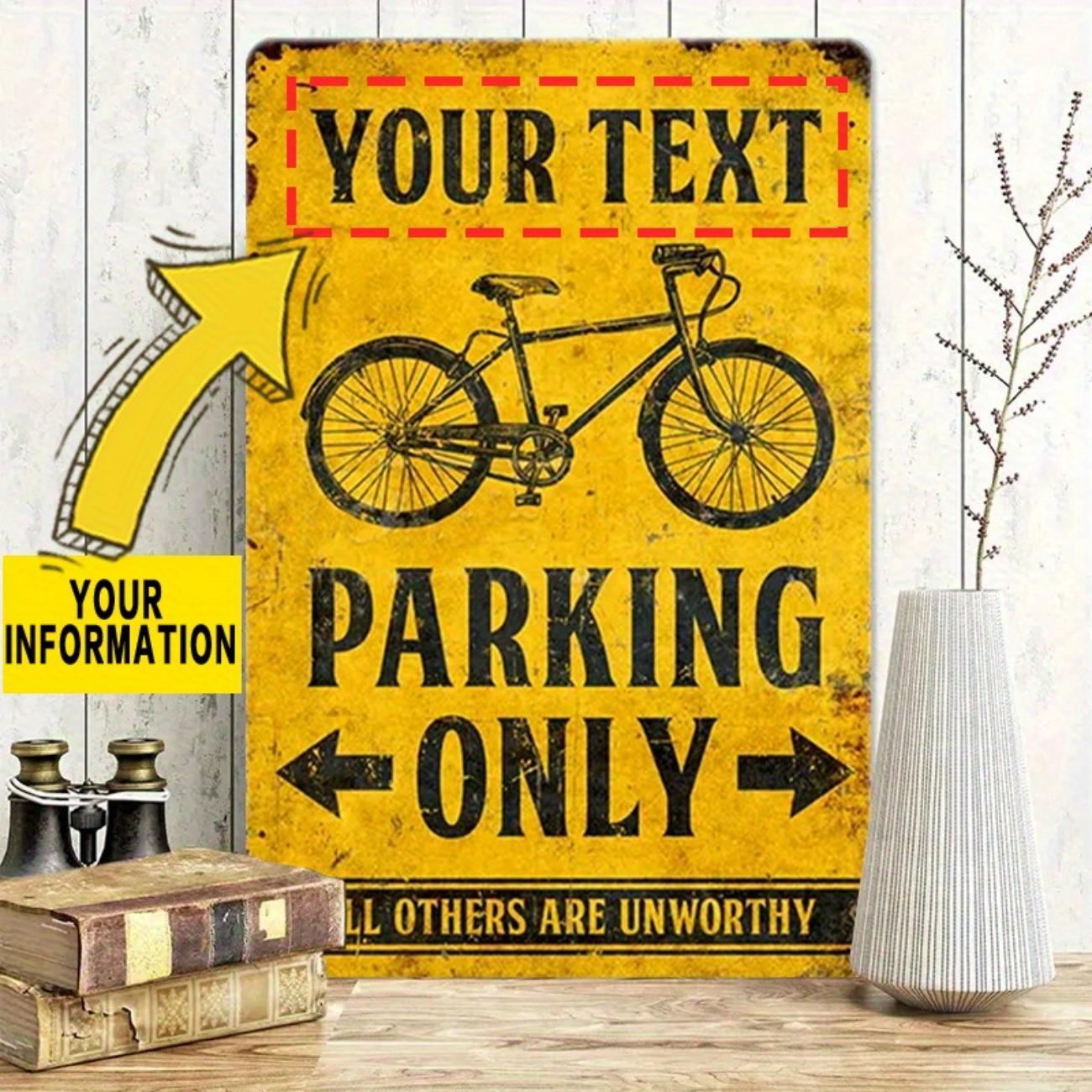 

Personalized Vintage Bicycle Parking Metal Tin Sign Garage Man Cave Wall Decor білий
