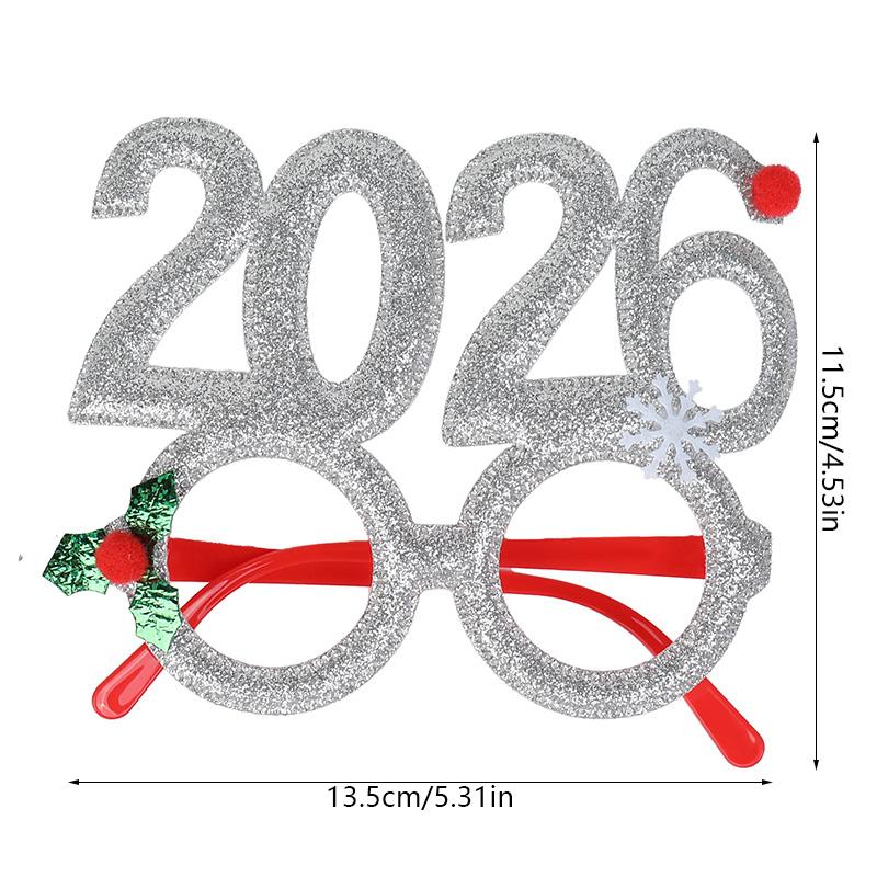 2026 Digital Funny Christmas Glasses Frame for New Year Eve Party Decoration Supplies Creative Photo Booth Prop Kids Gift Favors