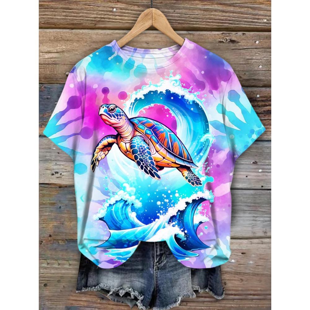 Summer T-Shirt Hawaiian Short Sleeve Tee Tops O-Neck Hawaii Women's Clothing