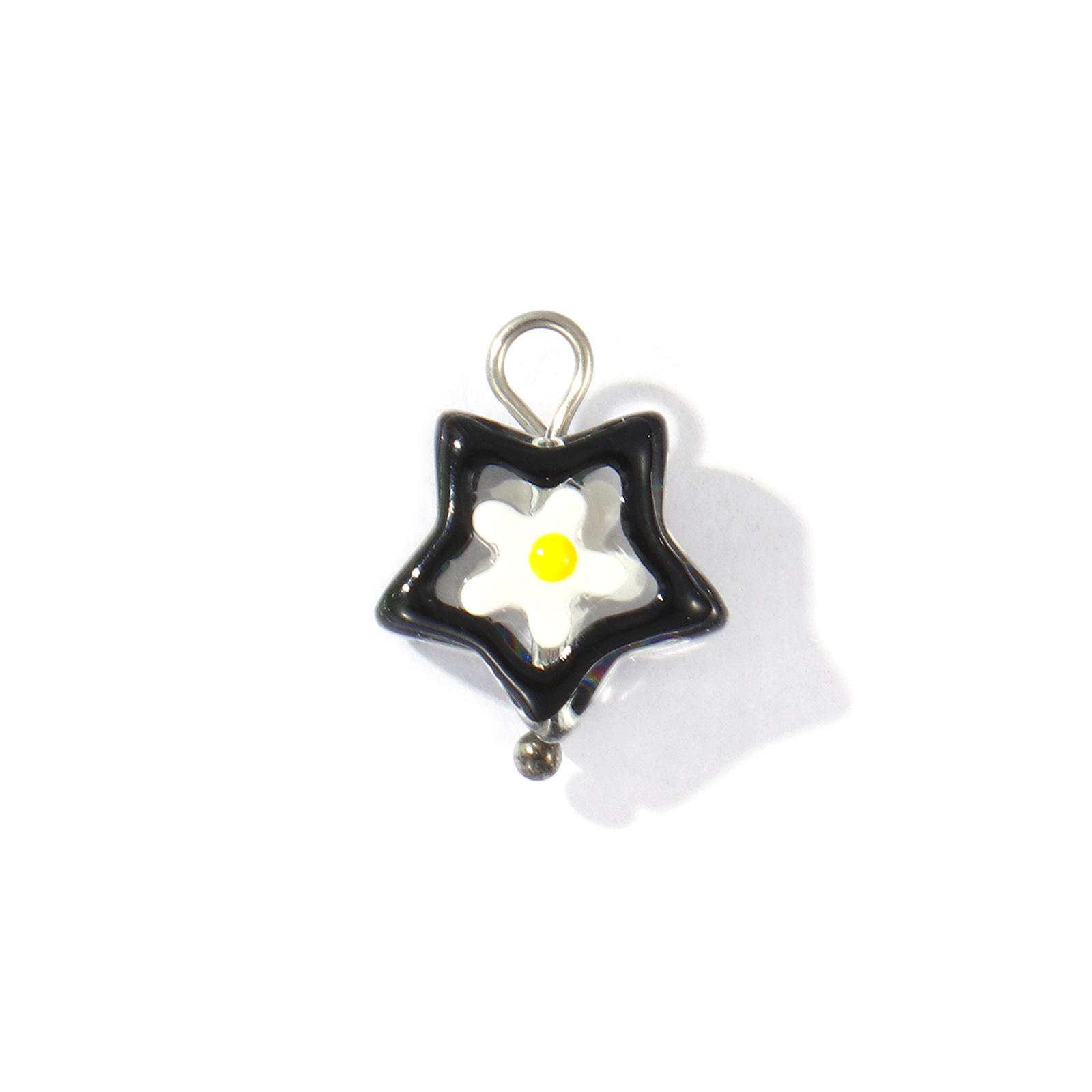 

2 Pcs Resin Charms Enamel Pentagram Star 304 Stainless Steel Silver Plated Pendants For DIY Necklace Jewelry Making 17mm x 13mm