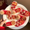 Plush Character Fortune Hairpin Headwear Chinese New Year Barrettes Shiny Red Hair Clips  Gift