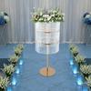 3-Tier Gold Wedding Flower Stand with Hanging Crystals, Elegant Wedding Party Centerpieces Flower Stand for Reception Table