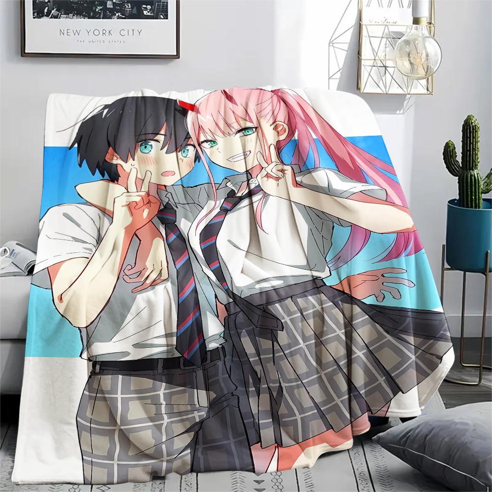 1PC DARLING In the FRANXX Zero Two Print Flannel Blanket, High Quality All Seasons, Home Decor, Warmth and Comfort, Perfect for Christmas Gifts