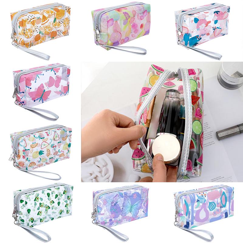Storage Organizer Pvc Transparent Wash Bags Fruit Printed Cosmetic Pouch Large Travel Cosmetics Storage Makeup Accessory