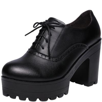 8 cm 10 cm Kleine Größe 32-43 Vintage Brogues Stil Oxford Schuhe für Frauen Plattform Pumps Block High Heels Schuhe Plüsch Büro