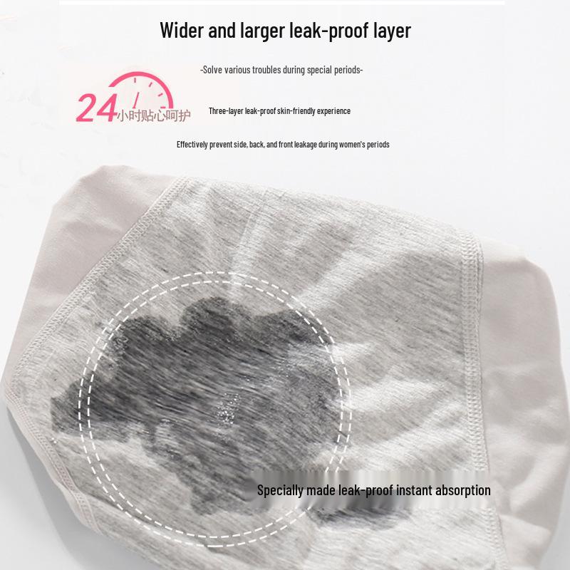 Bannore Women's Plus Size High-Waisted Leak-Proof Menstrual Cotton Briefs