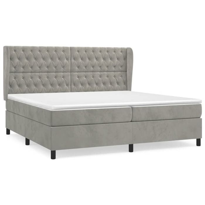 Maison Exclusive - Sommier à lattes de lit et matelas Gris clair 200x200cm Velours