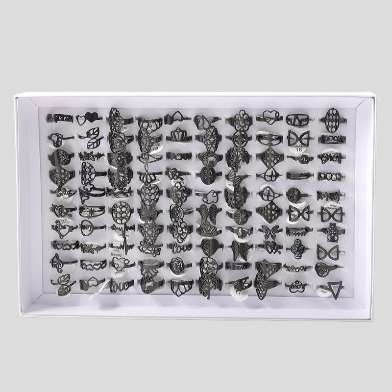 

Кольца из нержавеющей стали, 10 шт., мужские и женские полые кольца из смешанной титановой стали