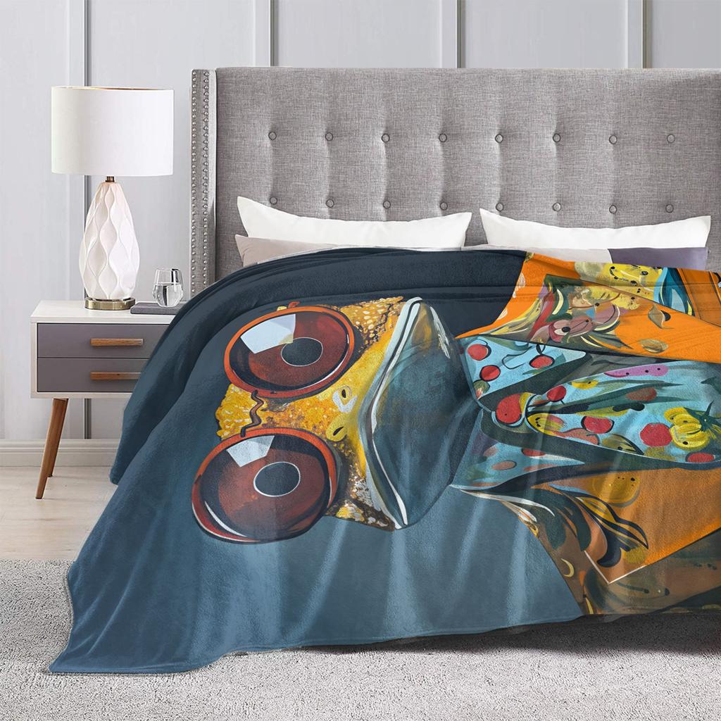 Gentleman Frog Flannel Blanket Winter  Soft Durable Throw Blanket for Girls Boys Couch Street Trend Bedspread Sofa Bed Cover
