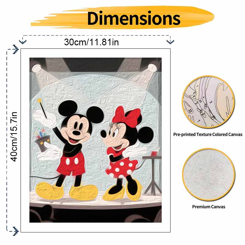 Disney Mickey and Minnie Mouse Magic Show Oil Painting by Numbers Art Kit. Handmade Diy Painting Home Decoration Gifts