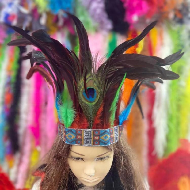 Natives American Costume Hairband for Carnivals Party Festival Props Feathered Hairband Indian Hairhoop Cosplay Headwear