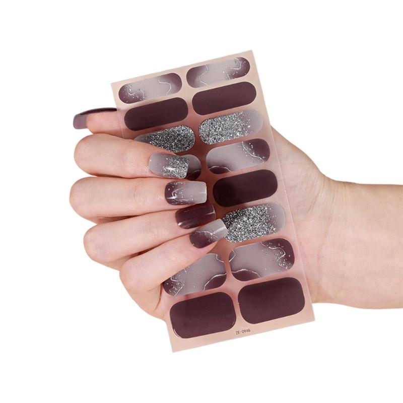 Strong Adhesive Nail Strips Polish Film Decals Stick On Art Decals Without LED Lamps Curing Stylish and Long Lasting