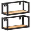 Day and Night - Day and Night Wall Shelves 2 Pcs 40cm Rough Mango Wood