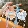 New sweet love lace plaid streamer keychain cute bow ribbon love bag pendant wholesale