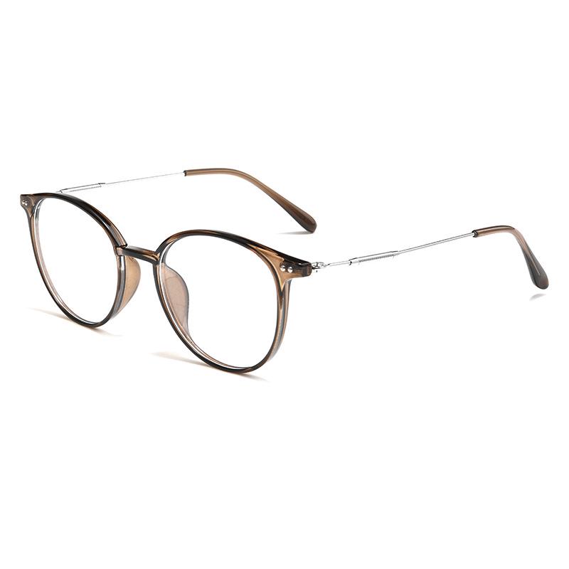 Danyang B0101SK Ultralight Round Retro TR90 Women's Myopia Glasses Frame in Tea Color
