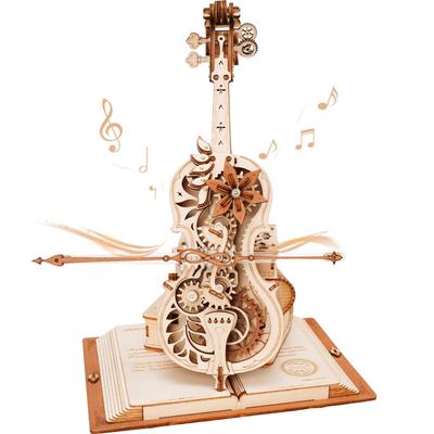 ROBOTIME 3D 3D drevené puzzle DIY hudobná skrinka Model č. Batérie nie sú potrebné Automatický mechanický Vzdelávacie Materská škola Novoročný Vianočný darček Puzzle, Hračka, Súprava,
